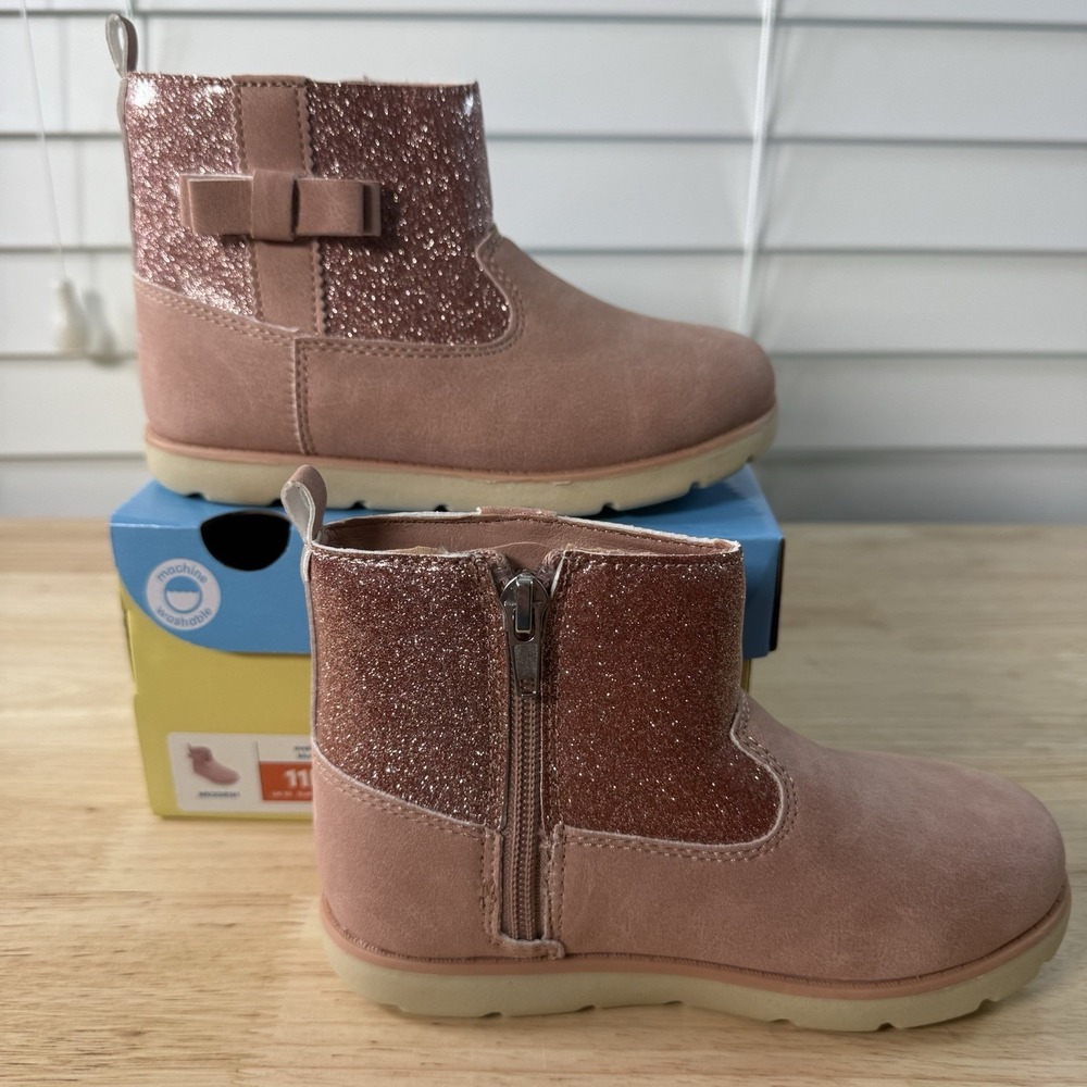 Munchkin Stride Rite Little Girl's Size 11M Avalon Pink Glitter Side-Zip Boots